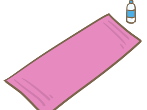 ヨガマットとミネラルウオーター